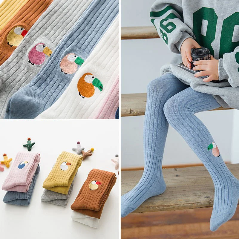 2-10 Years Old Kids Girl Cartoon Elastic Pantyhose Fashion Knitted Tights Casual Warm Children Stockings Leggings