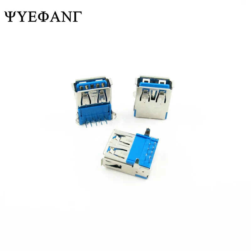 10pcs/lot USB 3.0 PCB Mount Socket DIP Type A Female Right Angle 9 Pin DIP Socket Connector 90 Degrees