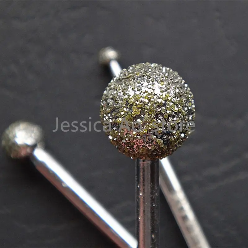 14pcs 3-12mm 36 Grit Coarse Sand Sphere Diamond Grinding Head Ball Rotary Burrs Granite Cutters Stone Carving Tools