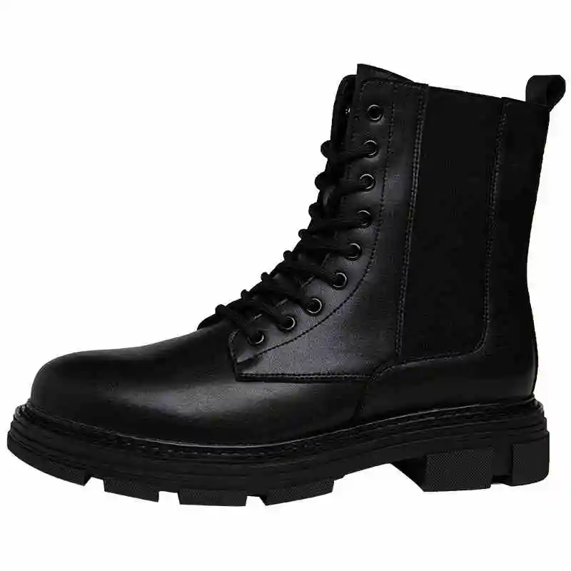 England style men\'s fashion stage nightclub wear cowboy boots trend platform shoes genuine leather boot military short botas man