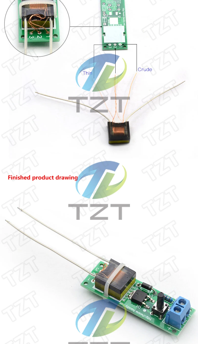 HV-1 Hochspannungsgenerator Lichtbogenzündungs-DIY-Kit Lichtbogengenerator Zigarettenanzünder-Kit DIY Hochspannungsmodul DC 3-5V Feuerzeug – Detail 2
