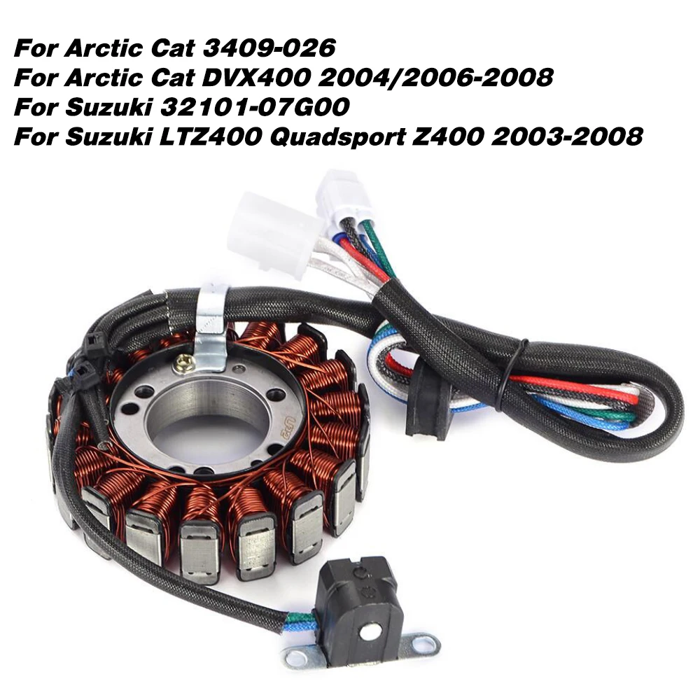 3409-026 Stator Coil for Arctic Cat DVX400 DVX 400 2004 2006-2008 Stator Coil for Suzuki LTZ 400 LTZ400 Quadsport Z400 2003-2008