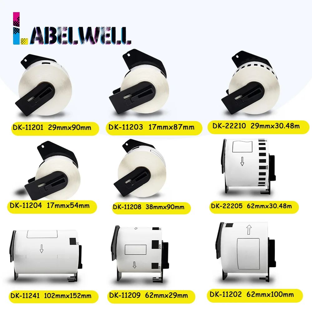 Labelwell 1Roll Thermal Paper For Brother DK-22210 DK-22205 DK-11204 DK-11241 DK-11203 DK-11208 DK-11209 for Brother QL Printer