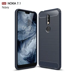 Luxury Case For Nokia 7.2 7.1 Plus on Nokia 7 Plus CASE Soft Silicone Carbon Fiber Shockproof tpu Back Cover for Nokia 7.2 Shell