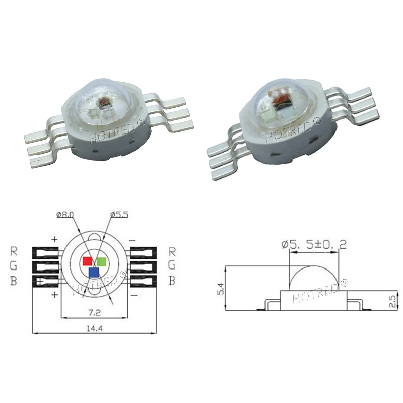 Chip LED COB de alta potencia para cuentas de luz de escenario, superbrillante, RGB, 3 W, 9W, 1, 3 W, rojo, verde, azul, 4, 6 pines con PCB a todo