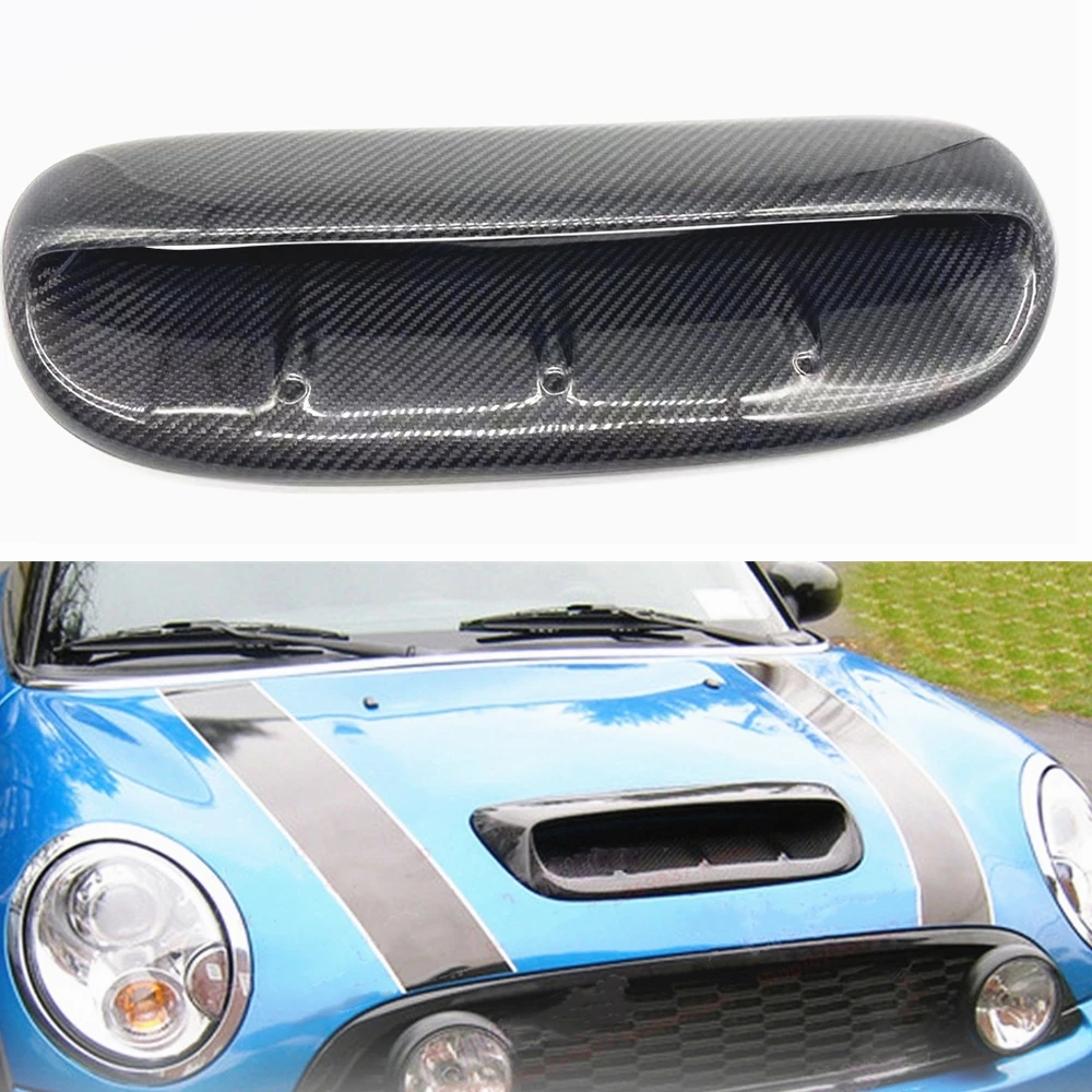 

For Mini Cooper S R53 R50 2002-2006 2-Door Front Engine Air Vent Trim Cover Carbon Fiber Car Upper Hood Bonnet Scoop Outlet Cap