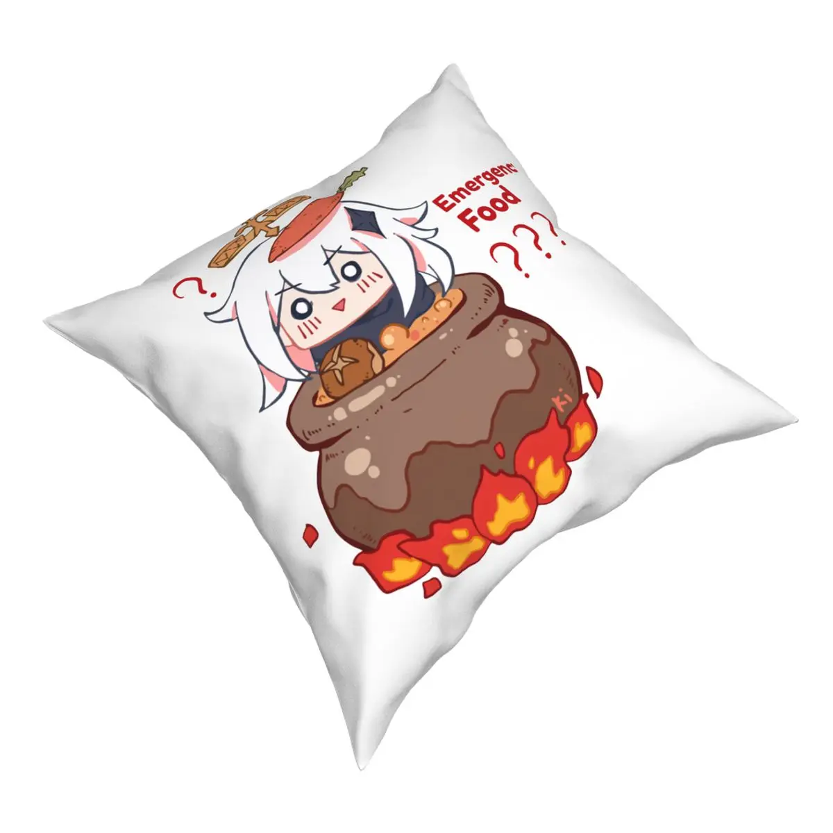 Paimon Genshin Impact Emergency Food Pillow Case Home Decor Cushion Cover Throw Pillow for Living Room Double-sided Printing