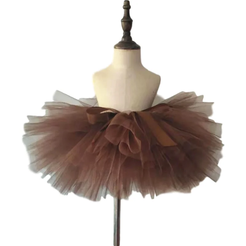 Tutu Skirt Coffee Brown Color Children Girls Costume Tutu Skirt  Handmade Fluffy Ballet Dance Christmas  Clothing kids