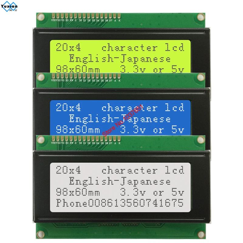 Wyświetlacz LCD 20x4 2004 Moduł kompatybilny z HD44780 SPL780D Sterowanie IC 5 V lub 3,3 V Rozmiar Pcb 98x60 mm