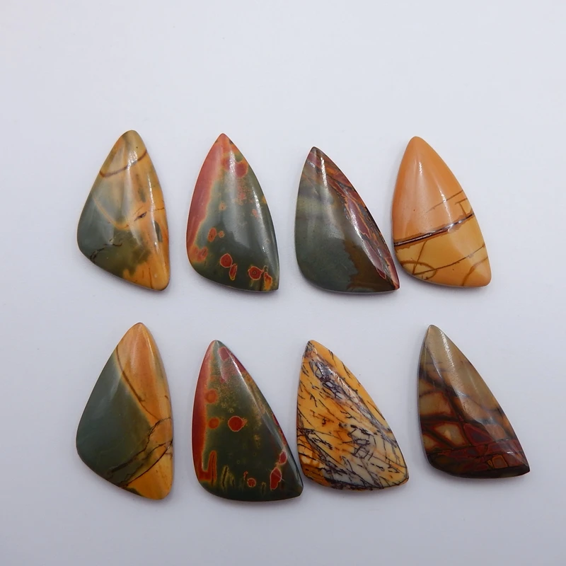 Natural 8 PCS Of Multi-Color Picasso Jasper,Semi-precious Stones, Jewelry Accessories Cabochons 25x16x5mm,23g