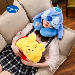 disney Stitch Cartoon Soft Hooded U-pillow Travel Pillow plus hat  Cushion Soft Nursing adult kids Winnie Pillow