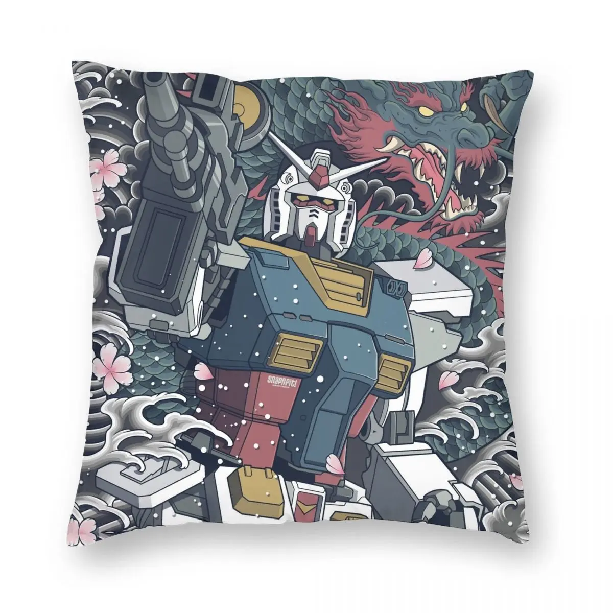 Gundam Blue Dragon Tattoo Square Pillowcase Polyester Linen Velvet Creative Zip Decor Home Cushion Case