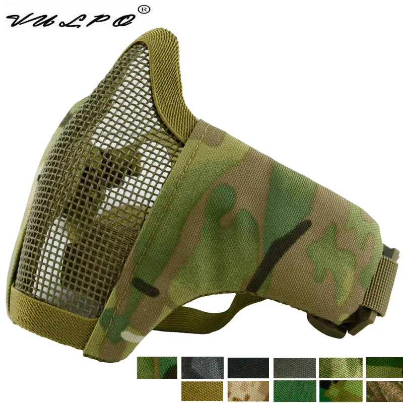 VULPO Airsoft Paintball PDW Metal Mesh Half Face Folding Mask Hunting Tactical Protective CS Halloween Party Half Face Mask