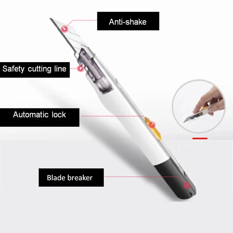 Professional Utility Knife Kit With 10pcs Blades Retractable Box Cutter Pocket Unboxing Knife Paper Cutter Tool School Stationer