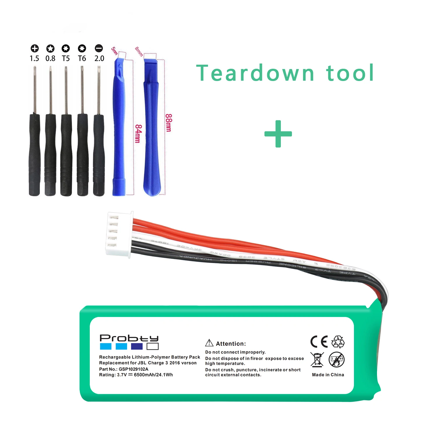 For JBL Charge 3 Charge3 6500mAh Battery GSP1029102A  +Teardown tool