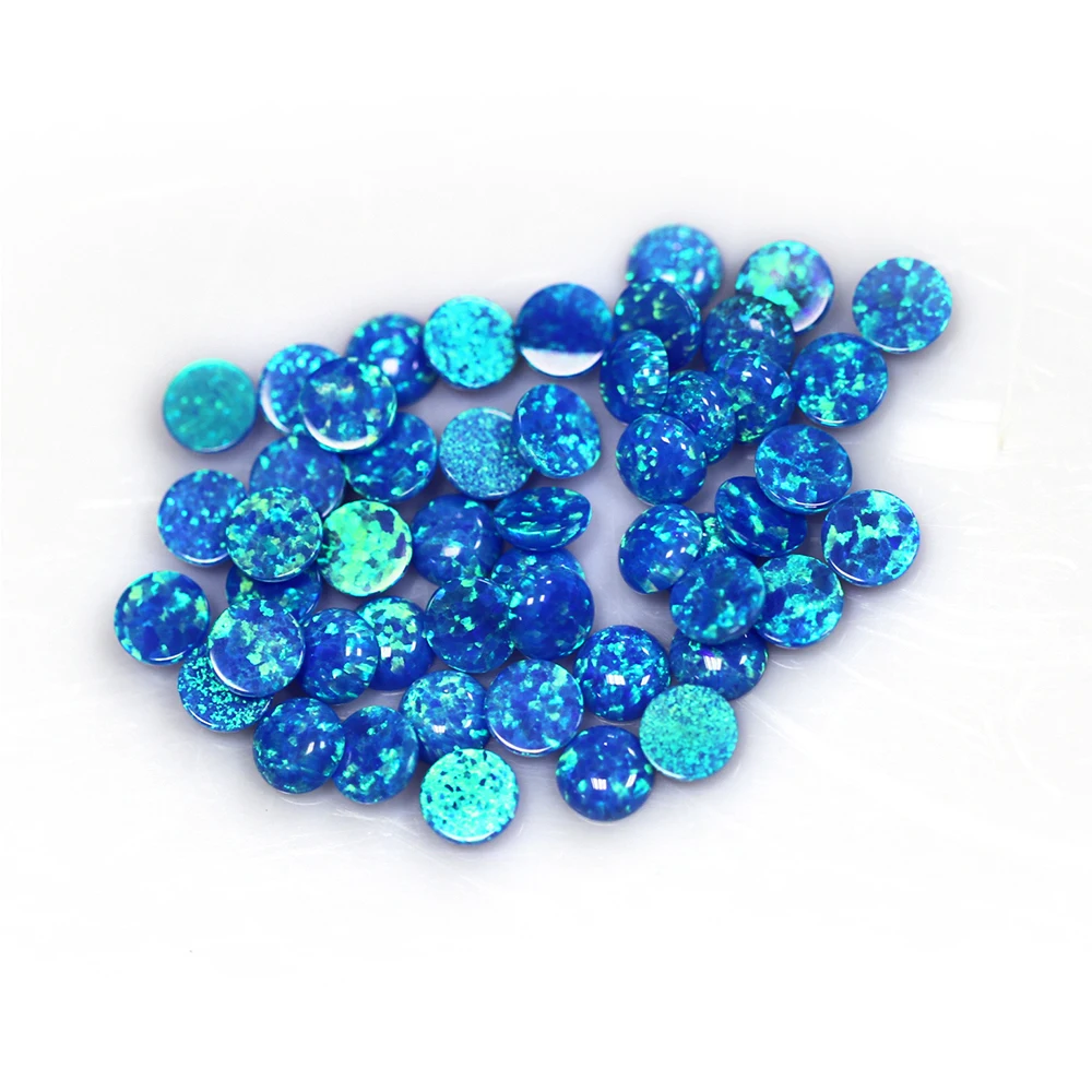 50pcs/Lot Wholesale Round Cabochon OP05 (2mm-10mm) Opal Stone BlueLoose Gemstones For Jewellery Making