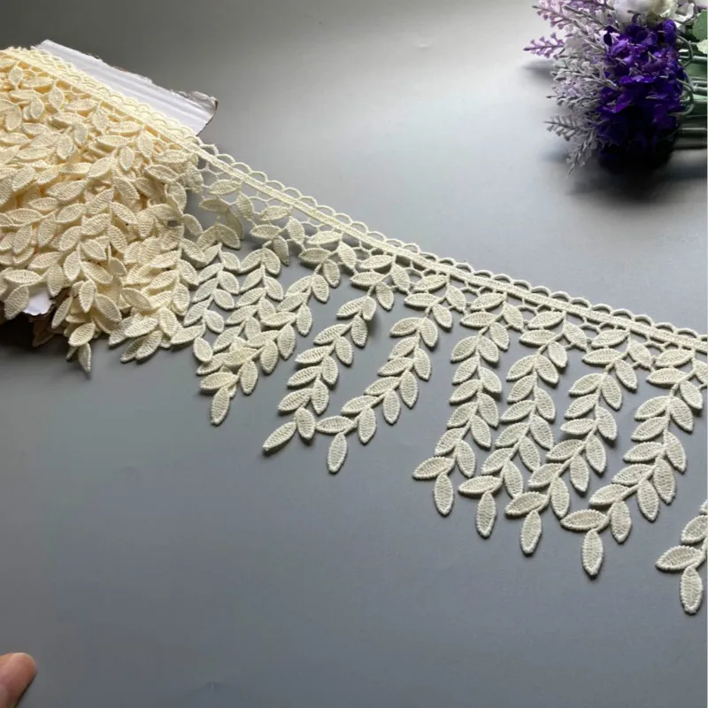 2 Yard Cotton Leaf Tassel Flower Fringe Embroidered Lace Trim Ribbon Fabric Handmade Sewing Supplies Craft Gift Decorative New