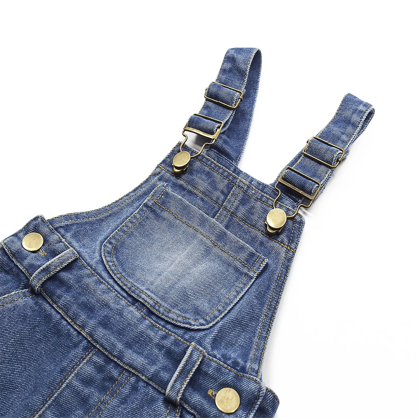 

KIDSCOOL SPACE Baby Little Child Toddler Girls Boys Cute Big Ripped Adjustable Straps Cotton Denim Jean Overalls Playsuit