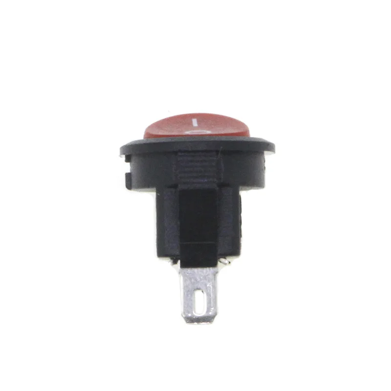 5/10 pieces in batch 16 mm small circle 2Pin 250V 3A black red rocker switch snap type SPST ON OFF rocker position copper