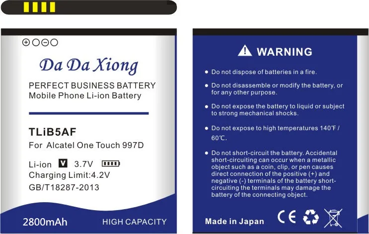 DaDaXiong 2800mAh TLiB5AF Battery For Alcatel C5 OT5036 OT5036D OT-5036 OT-5036D TCL S800 S710 997D OT-997 OT997 5037 5037D