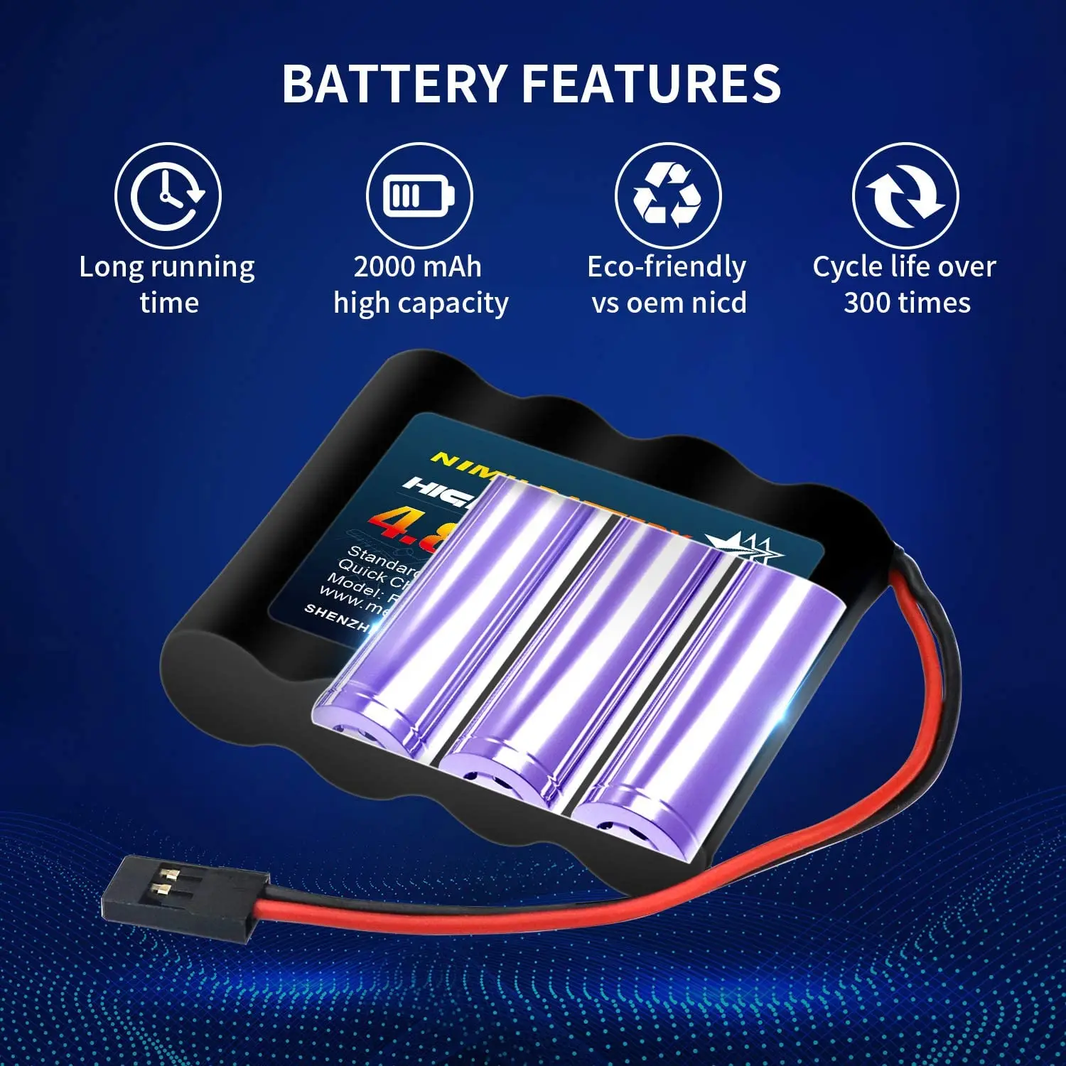 Melasta-بطارية جهاز استقبال NiMH RC قابلة لإعادة الشحن لطائرة Futaba ، جهاز تحكم بأجهزة الطائرات ، جهاز إرسال لاسلكي ، 4.8 فولت ، 2000 مللي أمبير في الساعة ، عبوة 2