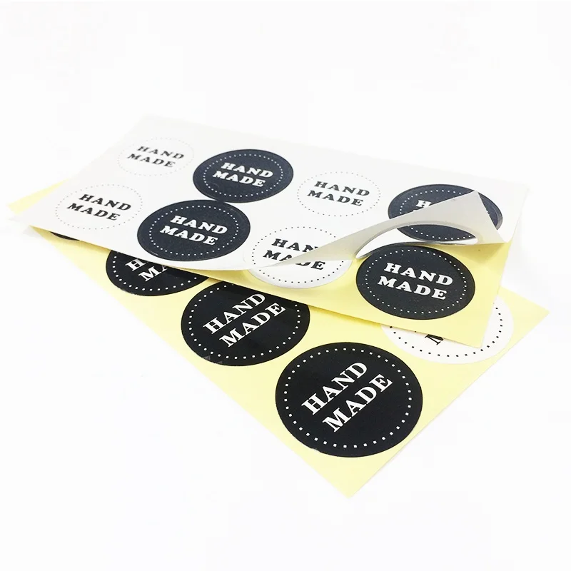 

80 Pcs/lot Black And White HAND MADE Round Kraft Paper Seal Stickers DIY Gifts Decoration Sealing Stickers Posted Baking Label