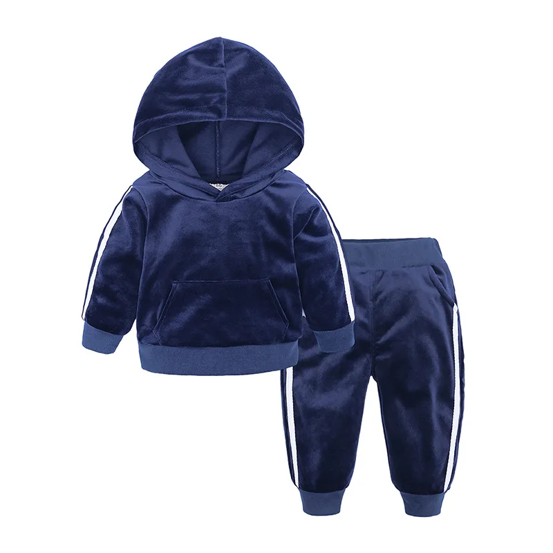 Boys Girls Velvet Clothes Sets Children Sweatshirt + Sweatpants Hooded Tracksuit Outfits Kid Clothing 80-140 Fashion Sport Suit