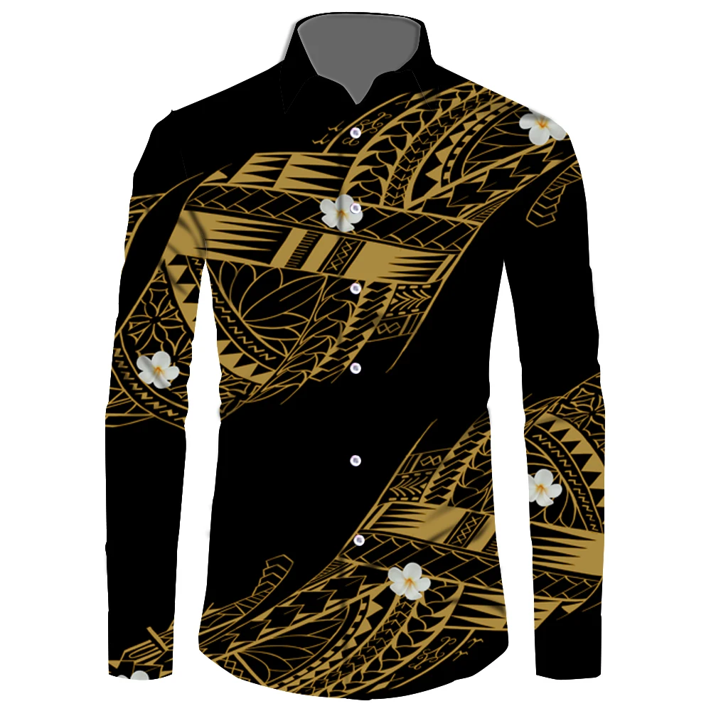 1 MOQ Men Top Samoan Printed Shirt  Men Dress Shirts Casual Luxury Brand 2021 Hot Sale Long Sleeve Shirt