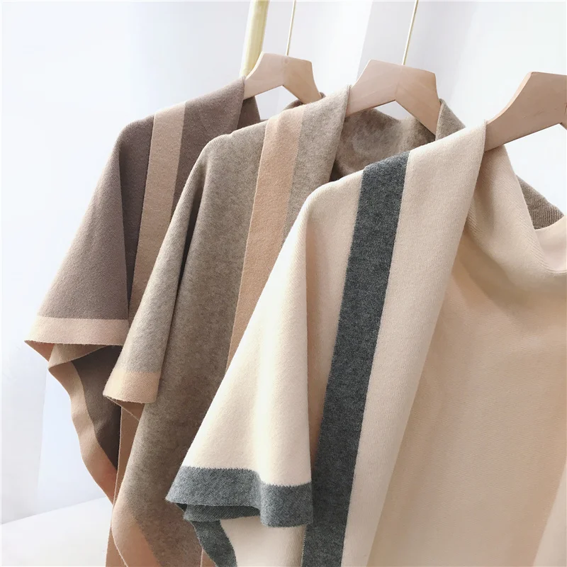 Châle tricoté triangulaire épaissi pour femmes, écharpe coréenne à double usage, chaud pour le cou, collection printemps et automne