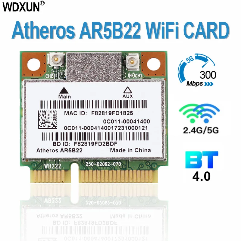 Atheros AR9462 AR5B22 WB222 Half Mini Pci-E WIFI per scheda wireless 2.4G/5Ghz compatibile con Bluetooth 4.0