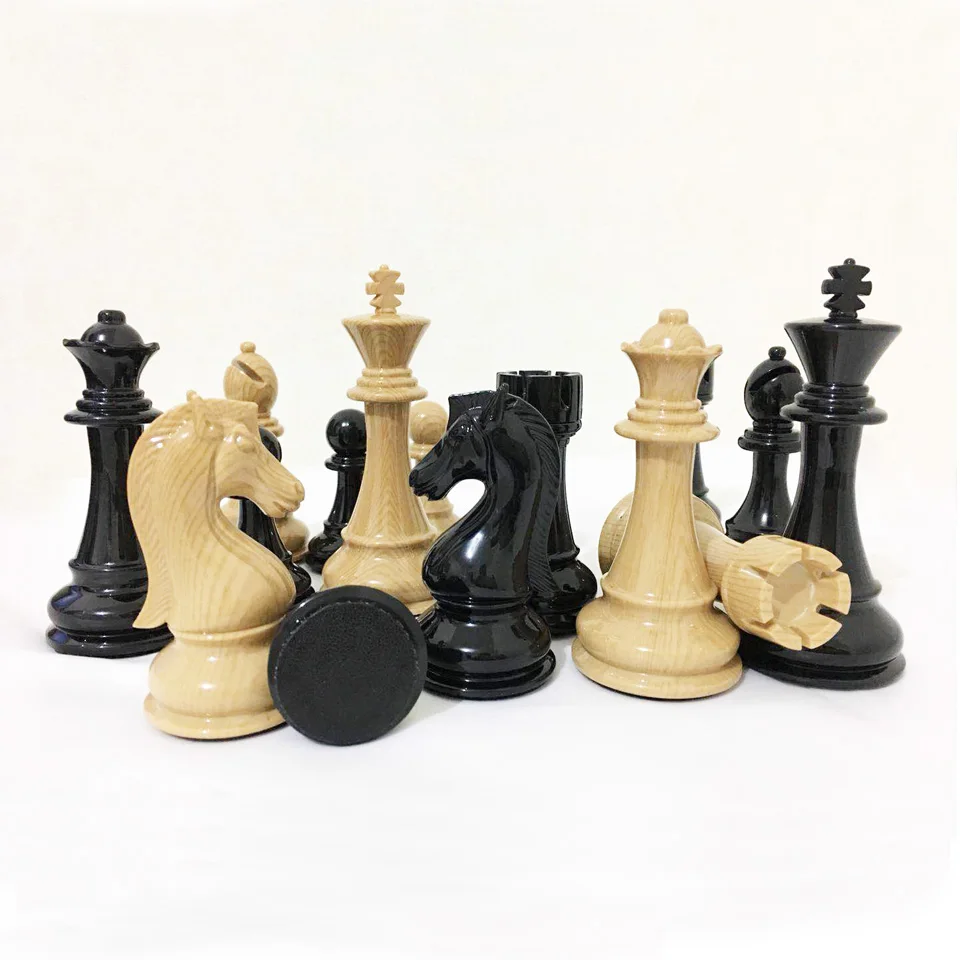 King Height 109mm Plastic Imitation Wooden Chess Pieces Set Metal Aggravation Chessman Plating Process Chess Pieces Board IA5