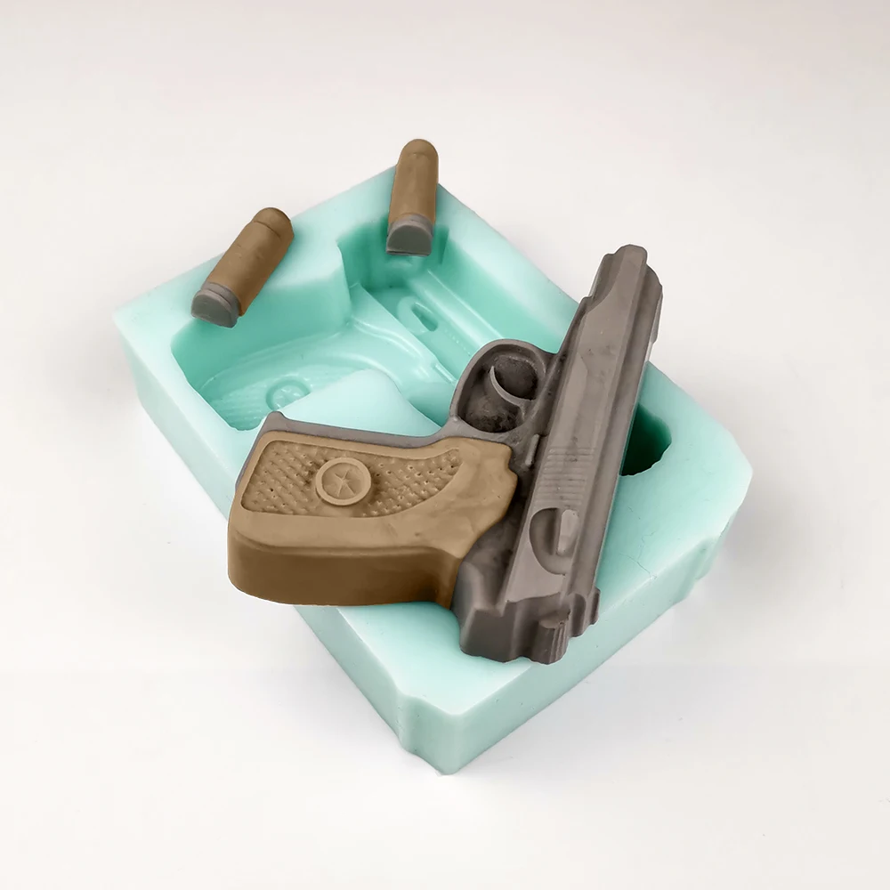 PRZY Pistol Bullet Soap Molds, Silicone Gun Molds, Handmade Fondant Soap Clay, Resin Candle Mould