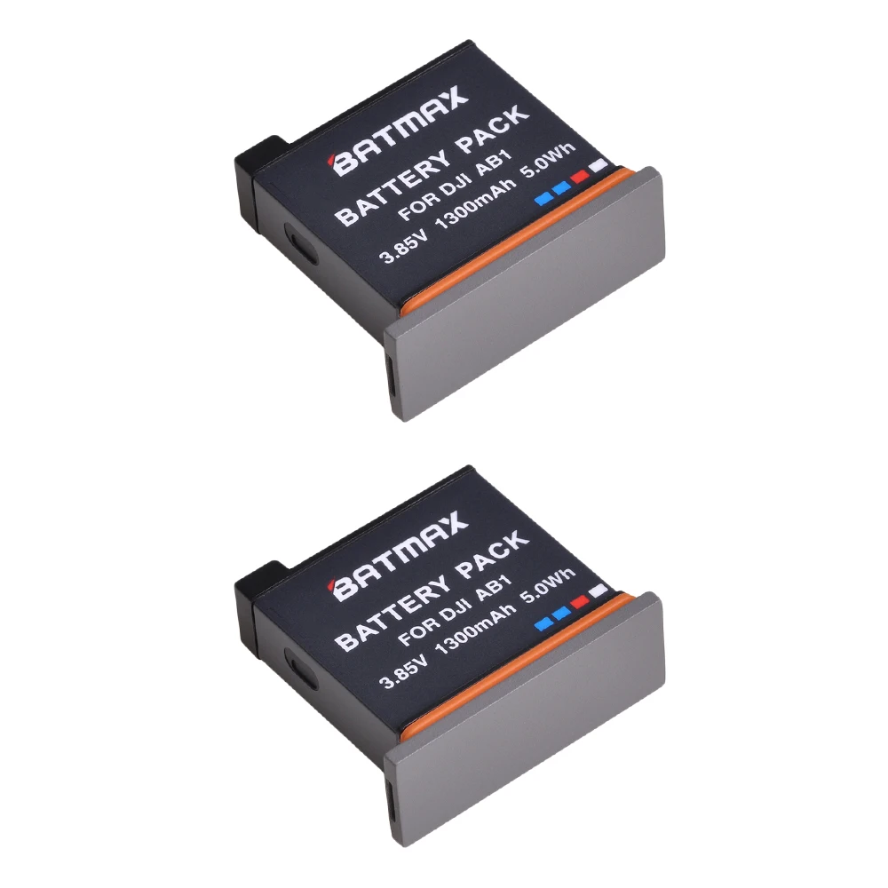 2Pcs 3.85V 1300mAh AB1 Battery + Triple USB Charger with Type C Port  for DJI Osmo Action Sports Camera AB1 Battery