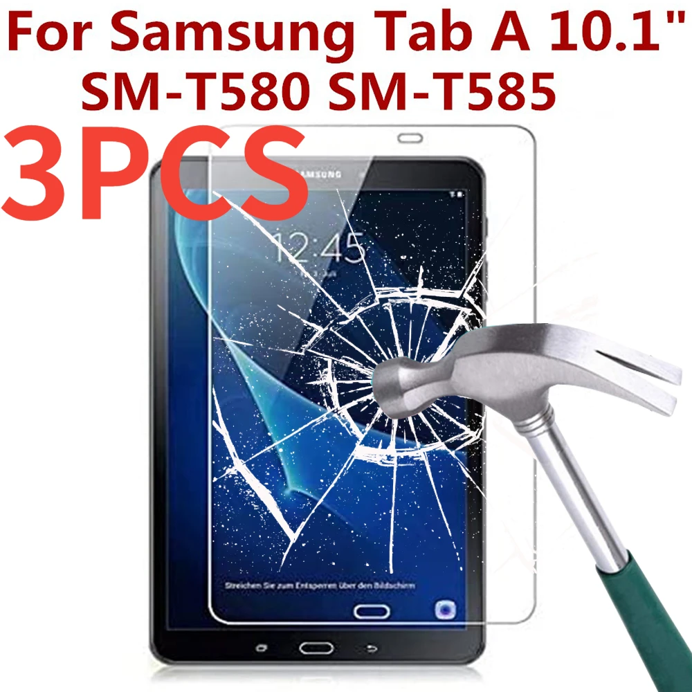 

3 Packs Tempered Glass Screen Protector For Samsung Galaxy Tab A 10.1 Inch 2016 T580 T585 Anti Fingerprint HD Protective film