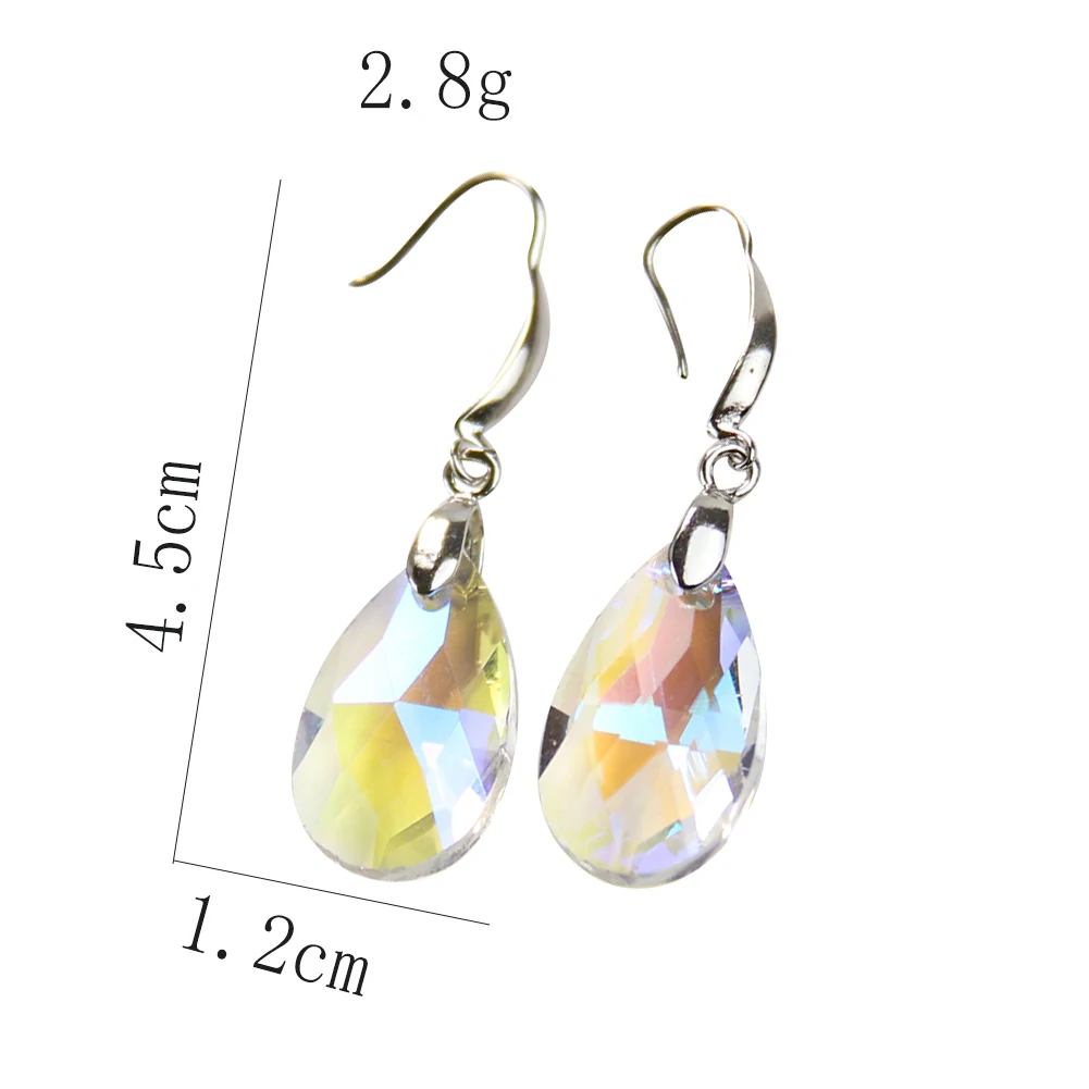 Glass Crystal Water Drop Dangle Earrings Rainbow Hanging Earring Wedding Women Jewelry Ear Hooks Handmade  Angle Tear