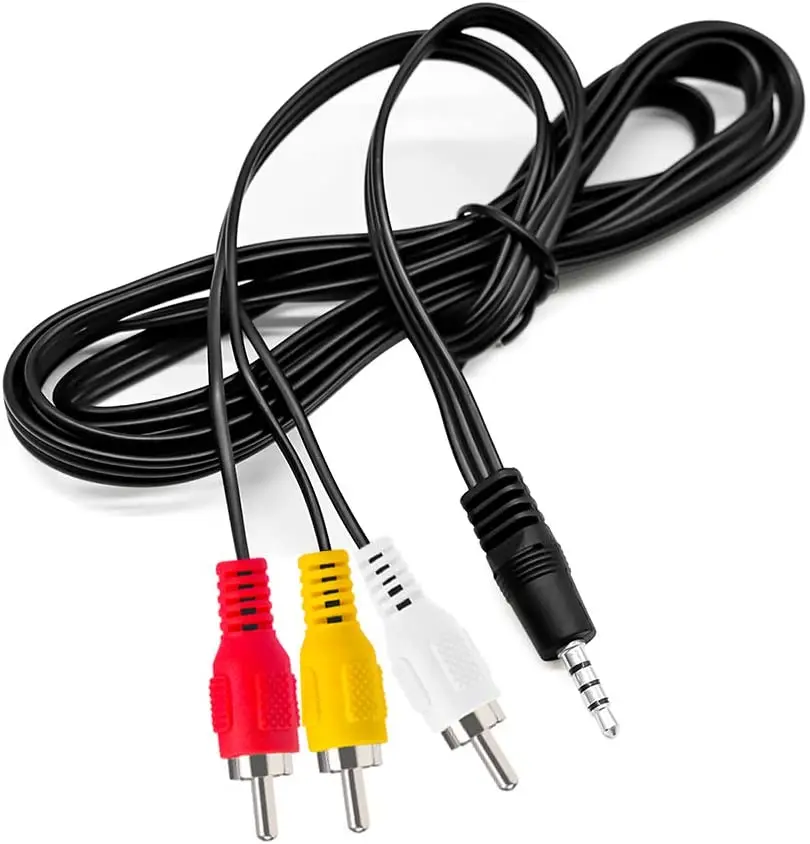 10FT 3.5mm to 3 RCA Male Plug to RCA Stereo Audio Video Male AUX Cable, 3.5mm to RCA Camcorder AV Video Output Cable 1/8