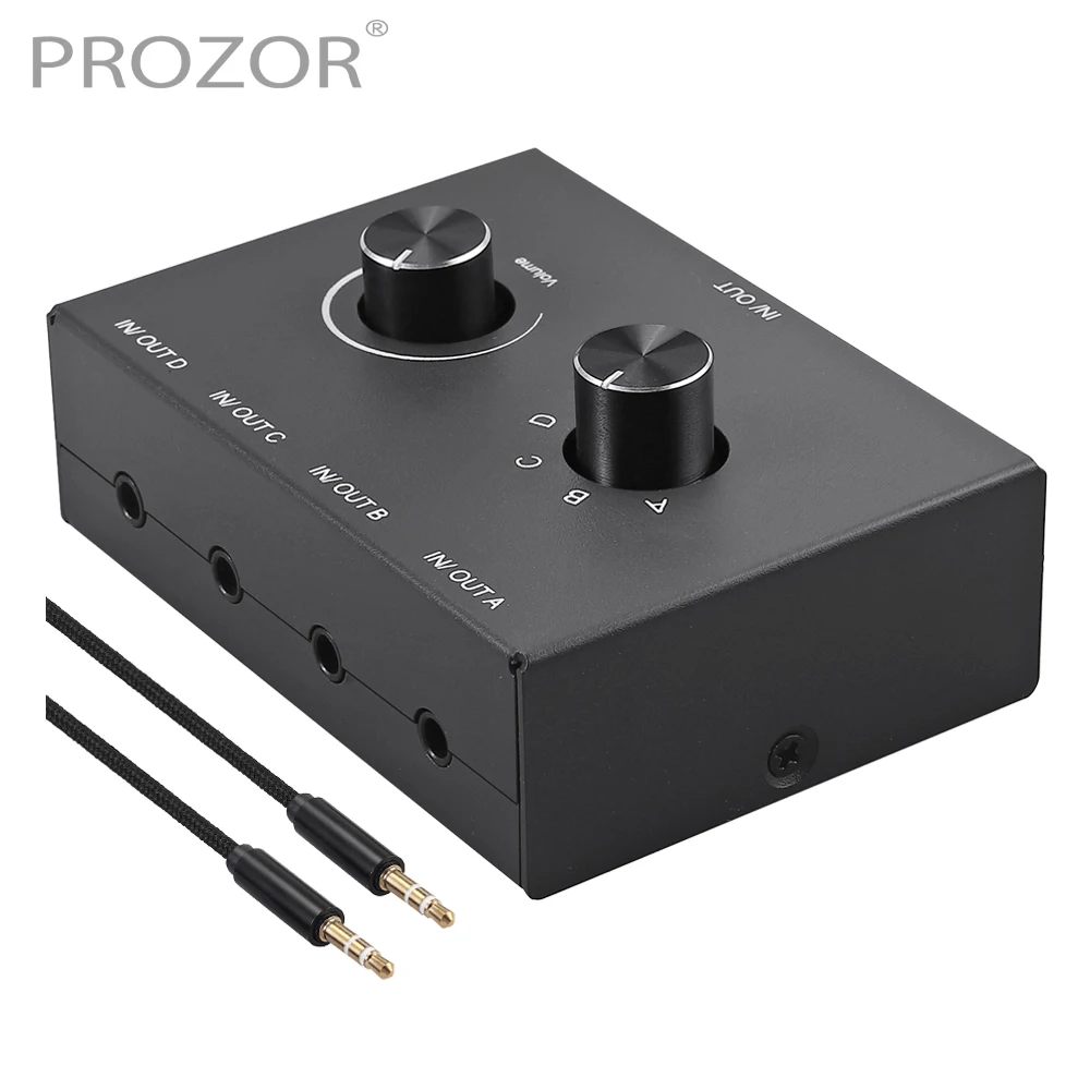 4-drożny przełącznik audio 3,5 mm 1 wejście 4 wyjście / 4 wejście 1 wyjście Stereo Audio Splitter Switcher Plug and Play dla głośnika pasywnego