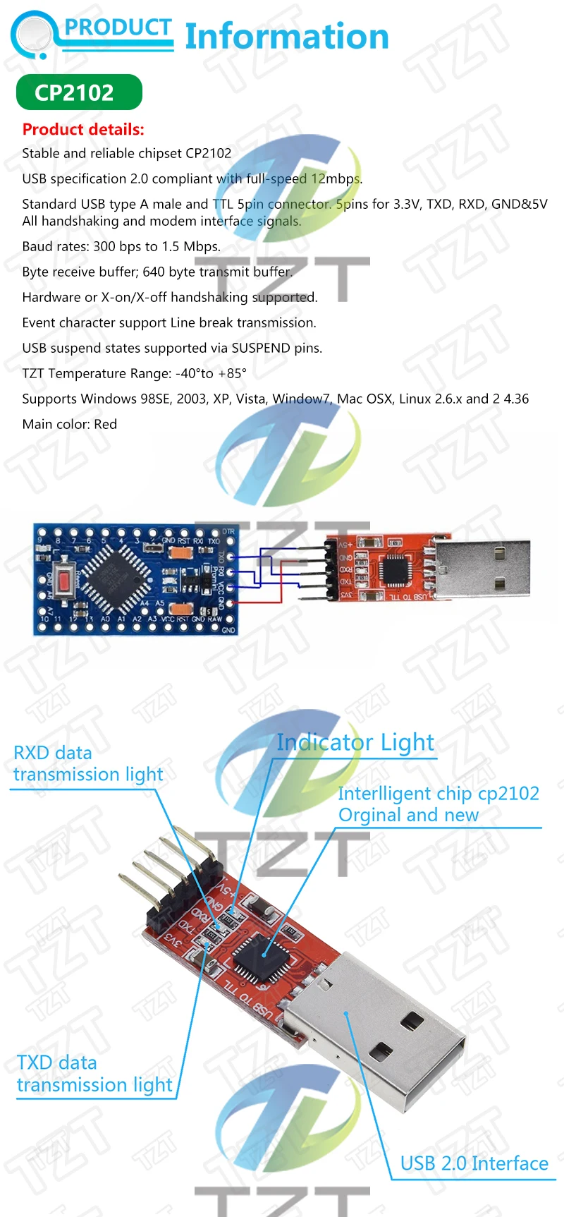 TZT 3 teile/los = 1PCS PL2303HX + 1PCS CP2102 + 1PCS CH340G USB ZU TTL für arduino PL2303 CP2102 5PIN USB zu UART TTL Modul – Detail 1