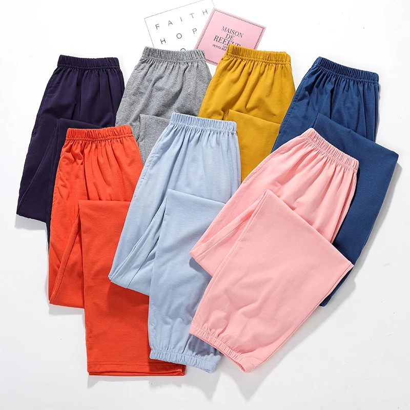 Autumn Winter New Women Solid Color Sleep Pants Knitted Cotton Home Wear Pajama Pants Women Long Pants