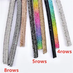 5/8 righe rotonde strass tubo avvolto corda di cotone denso cristallo diamante Decor Trim archi fai da te per scarpe Costume artigianato di nozze