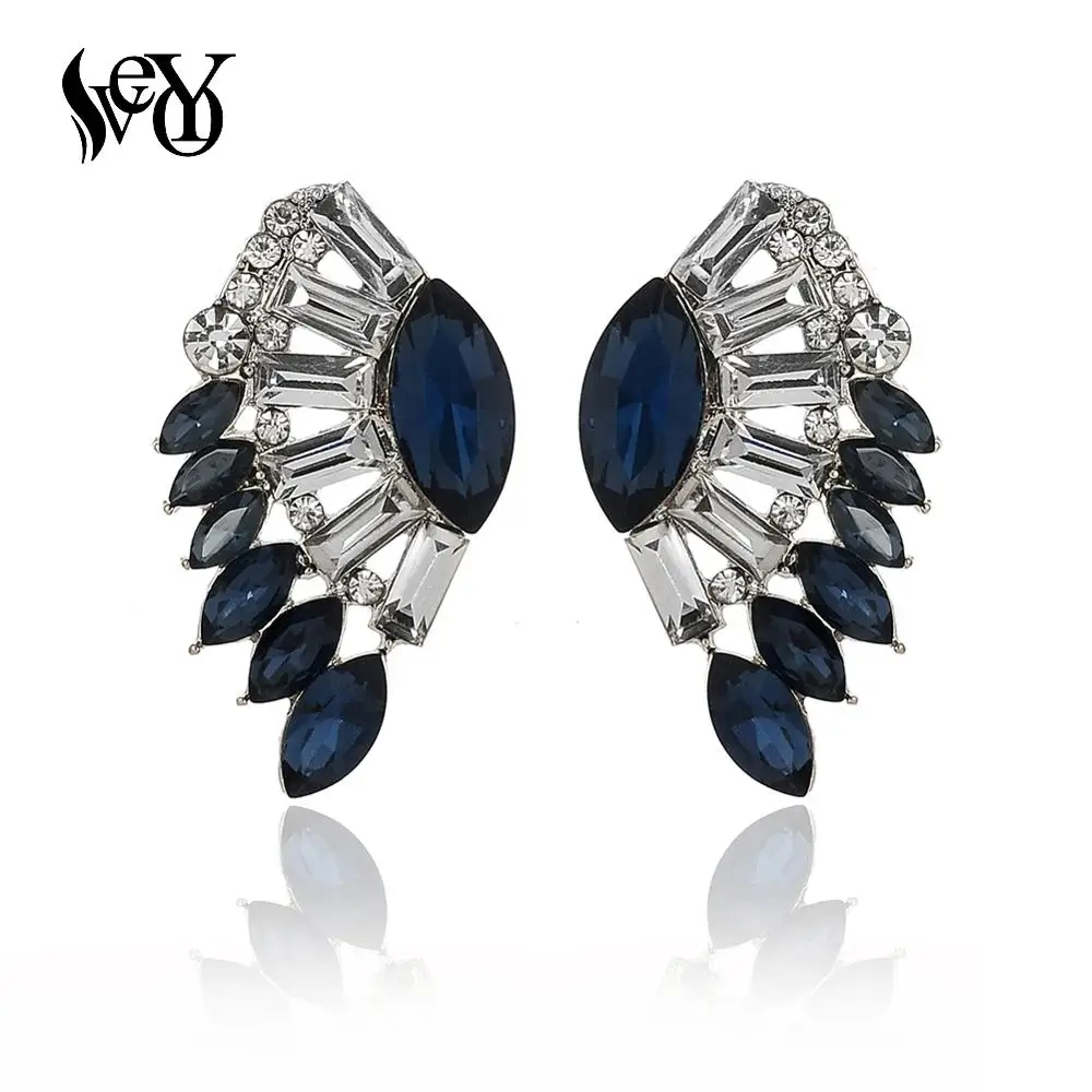 VEYO Elegant Multi-color Crystal Stud Earrings Luxury Hollow Stud Earrings Fashion Jewelry for Women New