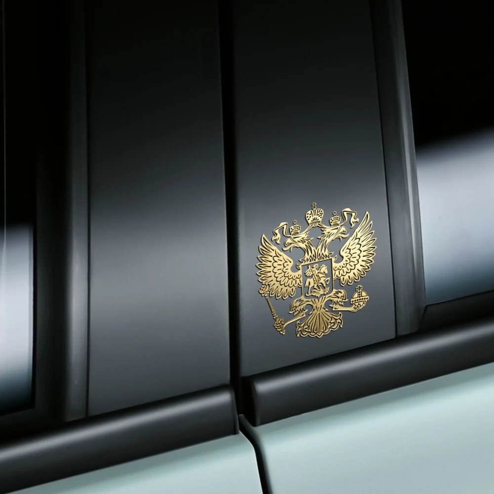 3D Nickel Metal Coat of Arms of Russia Car Window Body Sticker Russian Federation Eagle Badge Automobile Motorcycle Laptop Decal