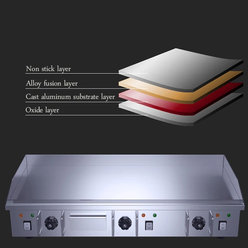 Peralatan Nasi Goreng Wajan Listrik Mie Dingin Panggang Diperpanjang Teppanyaki Besar Teppanyaki Komersial