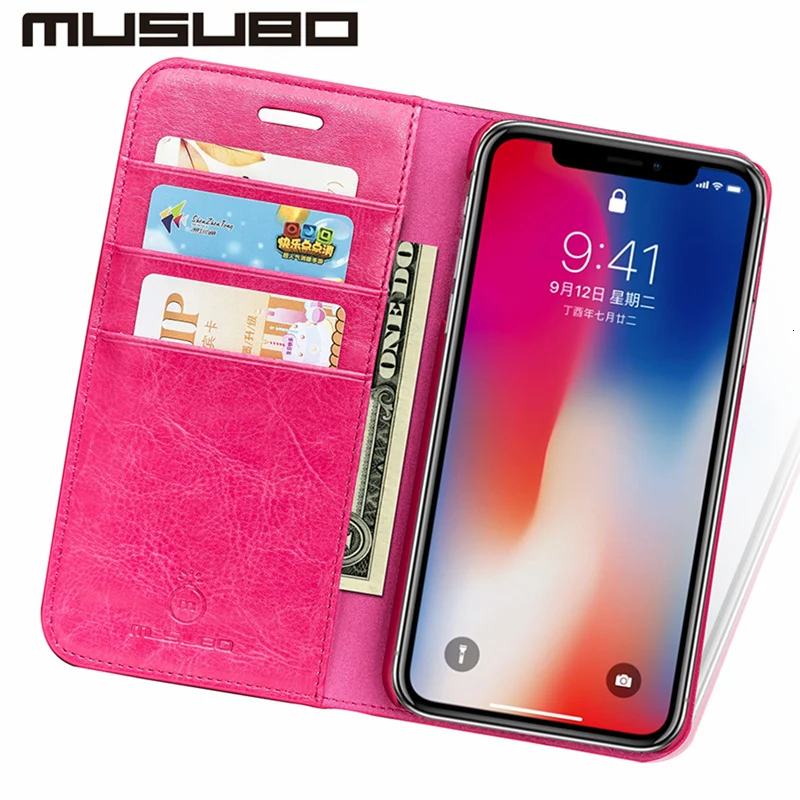 Musubo Luxury Leather Wallet Cases Cover For iPhone 12 11 Xs Max X XR 7 Plus 6 6s Flip Stand Case for iphone 8 plus Card Holder