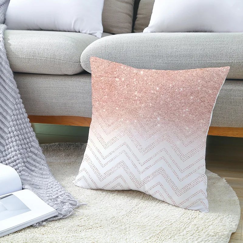 New Rose Gold Pink Geometric Cushion Covers Modern Marble Print Pillows Cover Decorative Couch Seat Nordic Throw Pillows Cases