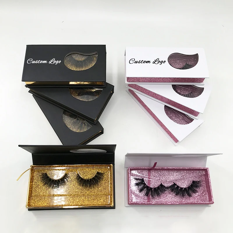 

instock eyelash package box high quality Custom Package Black White Magnetic Boxes for Natural Dramatic Mink Eyelash