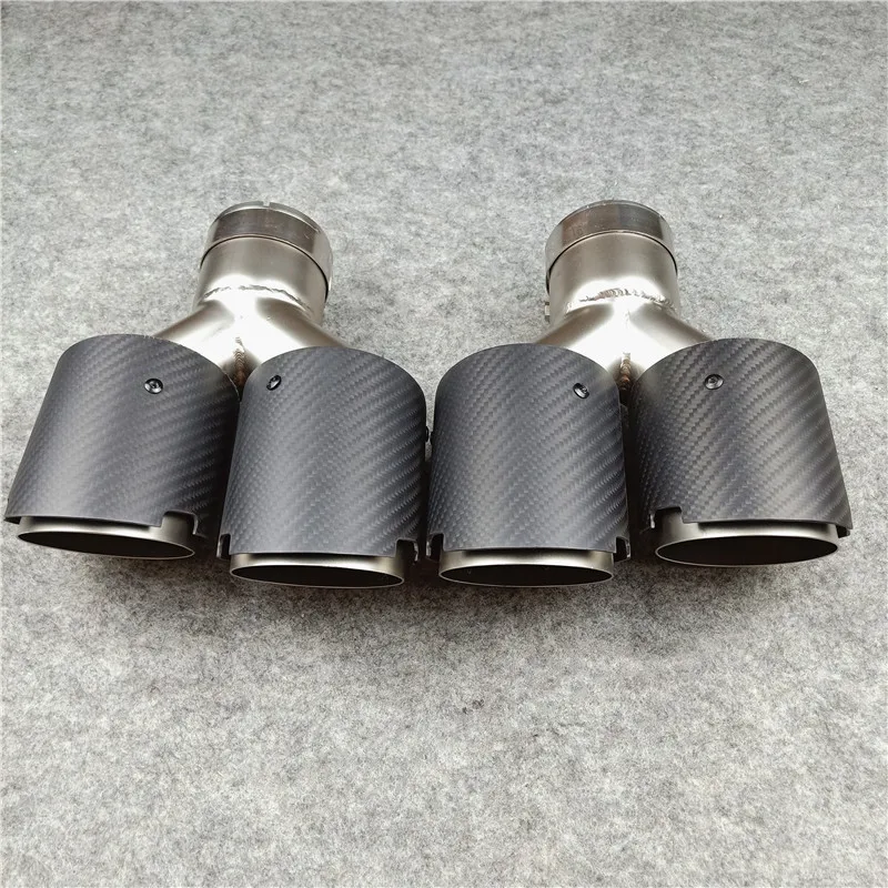 

1 Pair Matte For Akrapovic Exhaust Pipe Manifold Out 76 89 101 114mm Carbon Fiber+Stainless Steel Car Universal Muffler tip