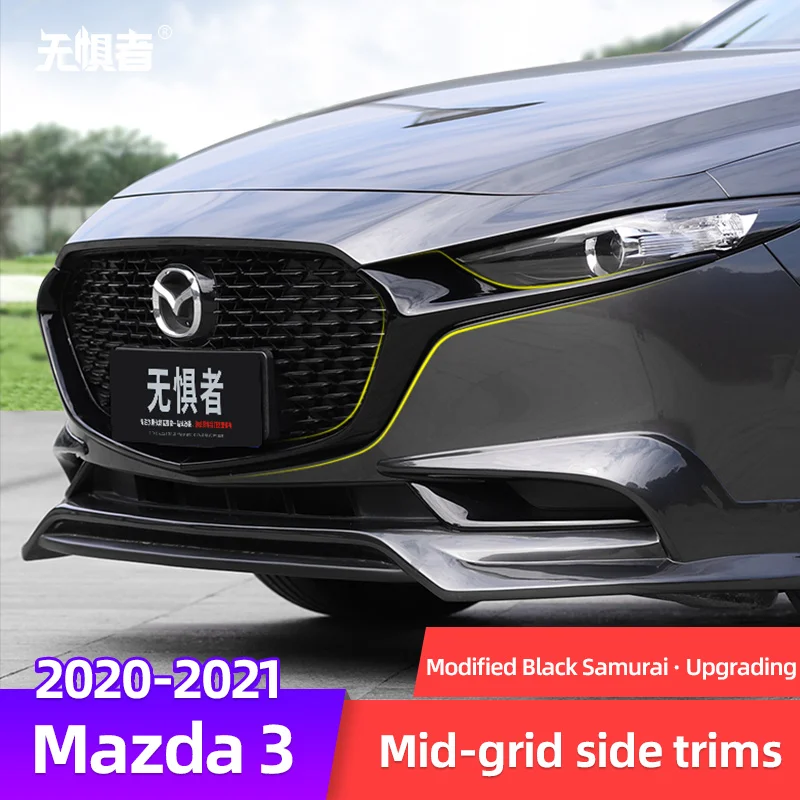 Applicable to 2020-2021 Mazda 3 sedan  medium net decorative strip retrofit black Samurai bright strip