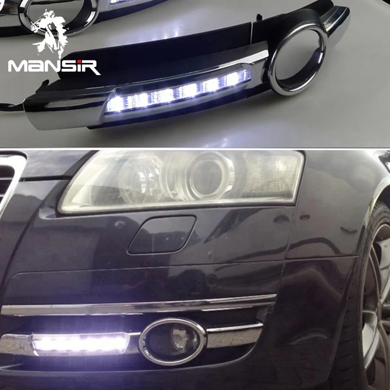 

For Audi A6 C6 2005 2006 2007 2008 Chromed Super Brightness 12V LED DRL Daylights Car Headlight Daytime Running Light Fog Lamp