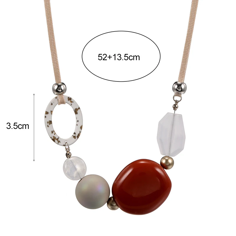 Match-Right Acrylic Beads Necklace & Pendant for Women Geometric Wood Bead Necklace Vintage Femal Jewelry for Gift Party